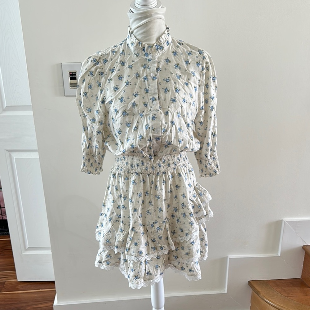 THE SHIRT ROCHELLE BEHRENS THE BRIGITTE DRESS TAN DAISY SIZE LARGE